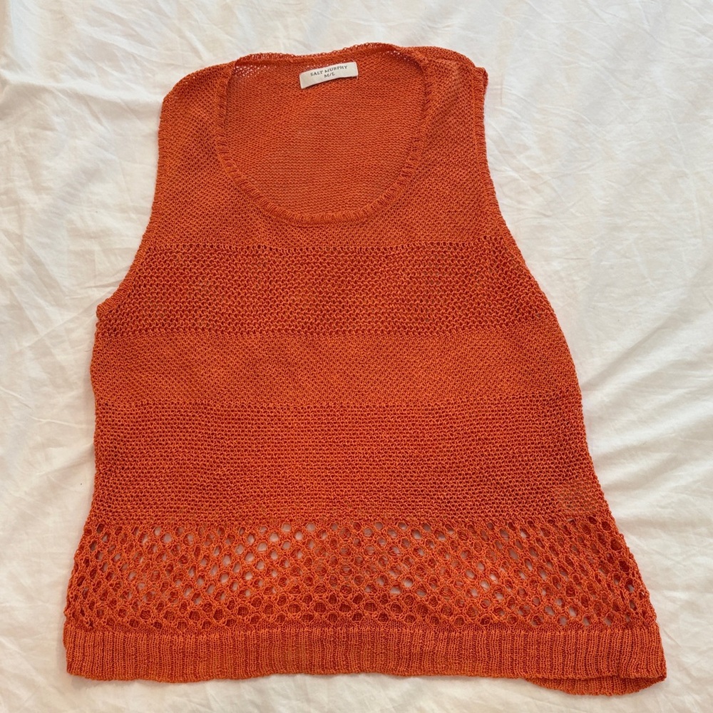 Men's Orange Knit Tank Top
